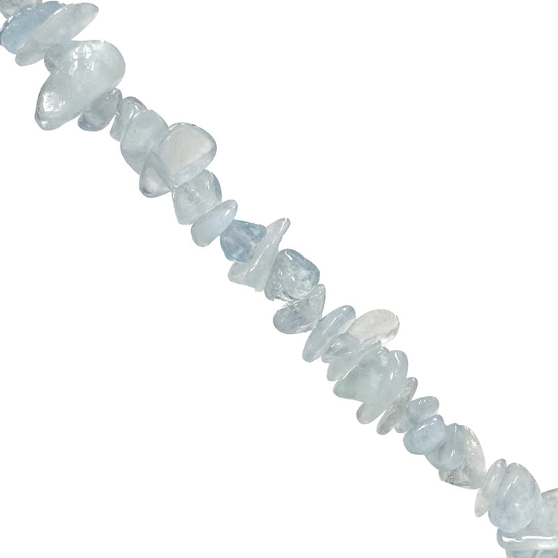 Aigue-marine, perles ‘baroque/chips’ aux formes naturelles, vendues en bracelet 17 à 21 cm, collier 42 cm et sautoir 85 cm, montées sur fil élastique ou fil d’acier haute résistance !