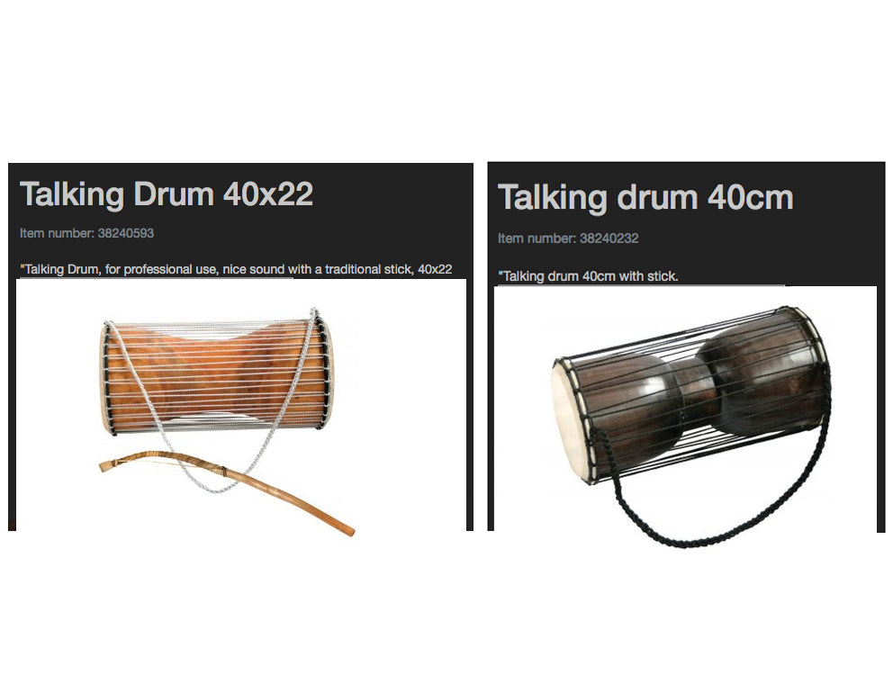 Talking drum/ Tama ou 'tambour parlant', 2 modèles au choix d'Afrique. Vendu avec son pilon. 40x23x23 cm - 2,5 kg, parfait !