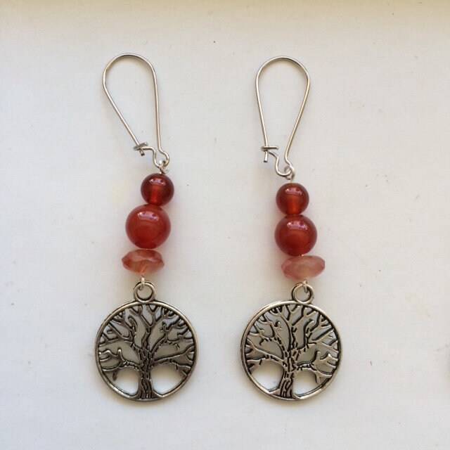 Boucles d'oreilles, collection 'Arbre de vie', concept 'Zen Curiosity', qualité AA à AAA. Finition Argent, laiton ton Argent ou doré + options pour choix de montures !