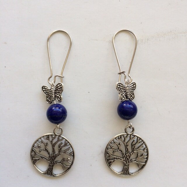 Boucles d'oreilles, collection 'Arbre de vie', concept 'Zen Curiosity', qualité AA à AAA. Finition Argent, laiton ton Argent ou doré + options pour choix de montures !