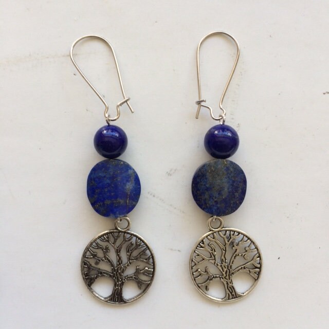 Boucles d'oreilles, collection 'Arbre de vie', concept 'Zen Curiosity', qualité AA à AAA. Finition Argent, laiton ton Argent ou doré + options pour choix de montures !