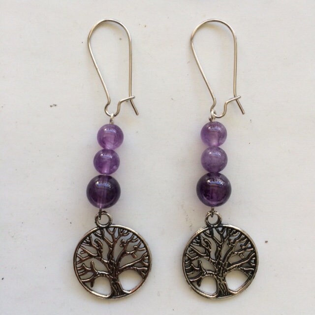 Boucles d'oreilles, collection 'Arbre de vie', concept 'Zen Curiosity', qualité AA à AAA. Finition Argent, laiton ton Argent ou doré + options pour choix de montures !