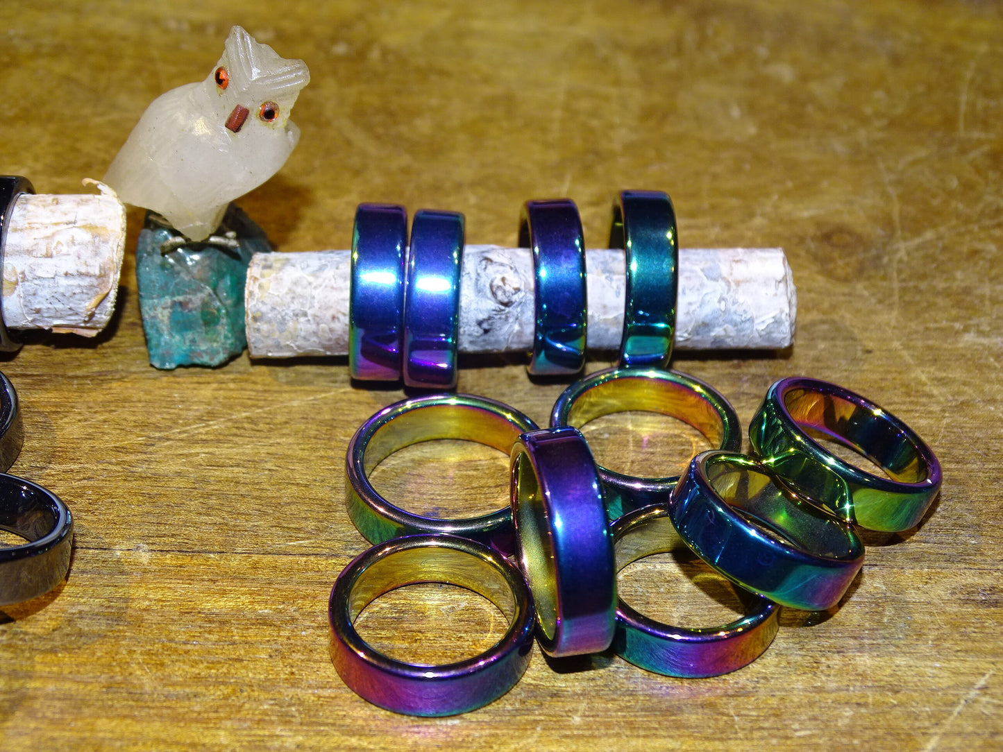 Bague en hématite ou arc-en-ciel, qualité supérieure, tailles 50-70, vendue seule ou par 2 – un bijou raffiné et symbolique !