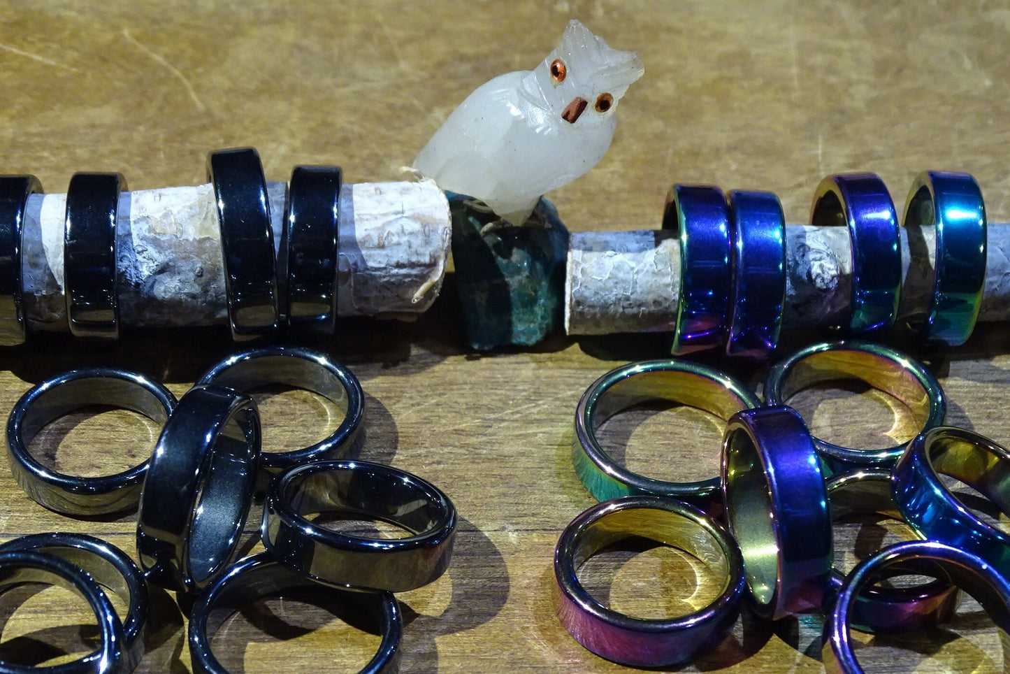 Bague en hématite ou arc-en-ciel, qualité supérieure, tailles 50-70, vendue seule ou par 2 – un bijou raffiné et symbolique !