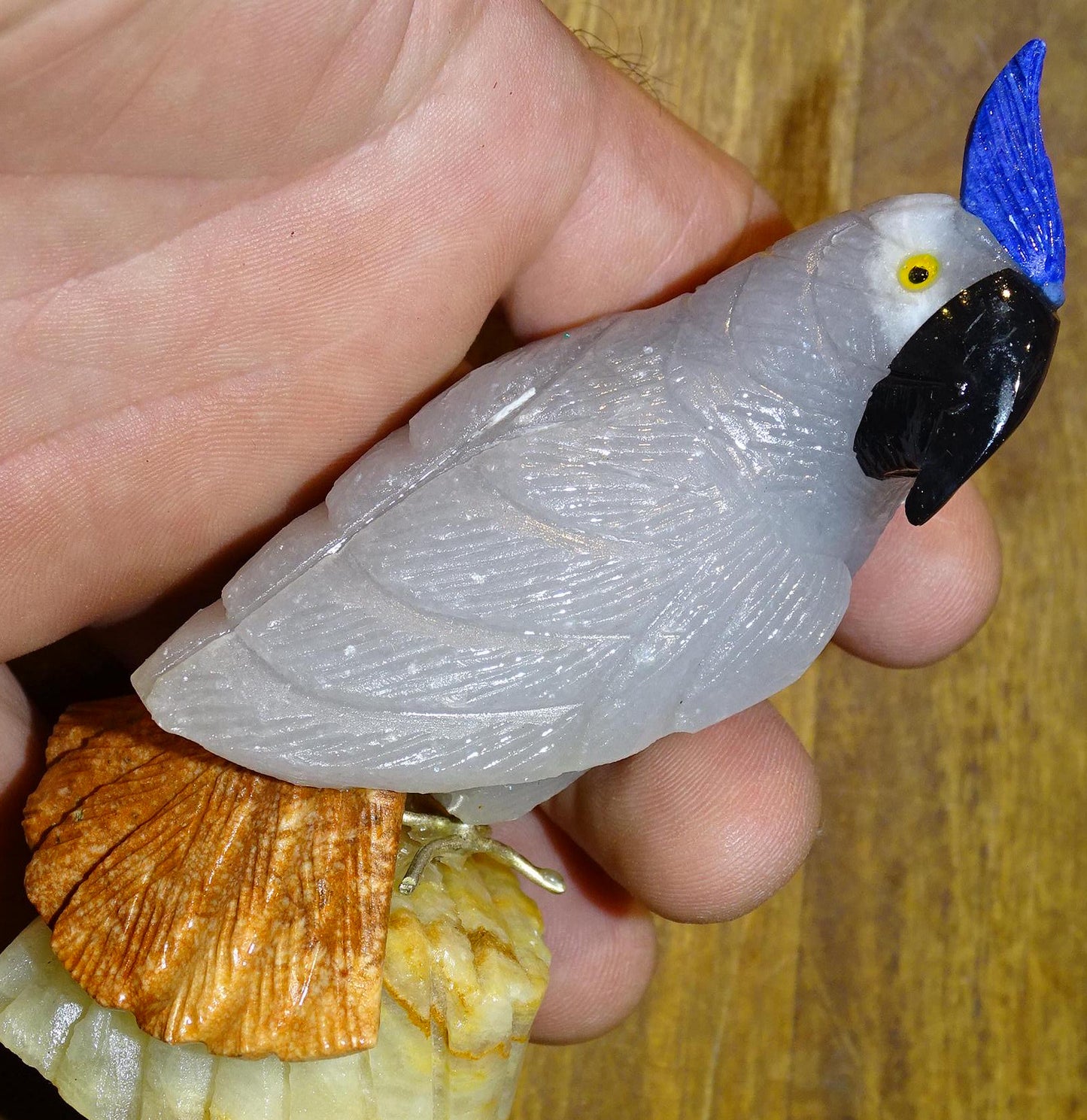 Statuette de Perroquet 'Cacatoes' Fait Main – Pièce Artisanale aux Très Belles Finitions, Objet Décoratif Unique et Élégant - 10 x 5 x 3,5 cm - 130 g