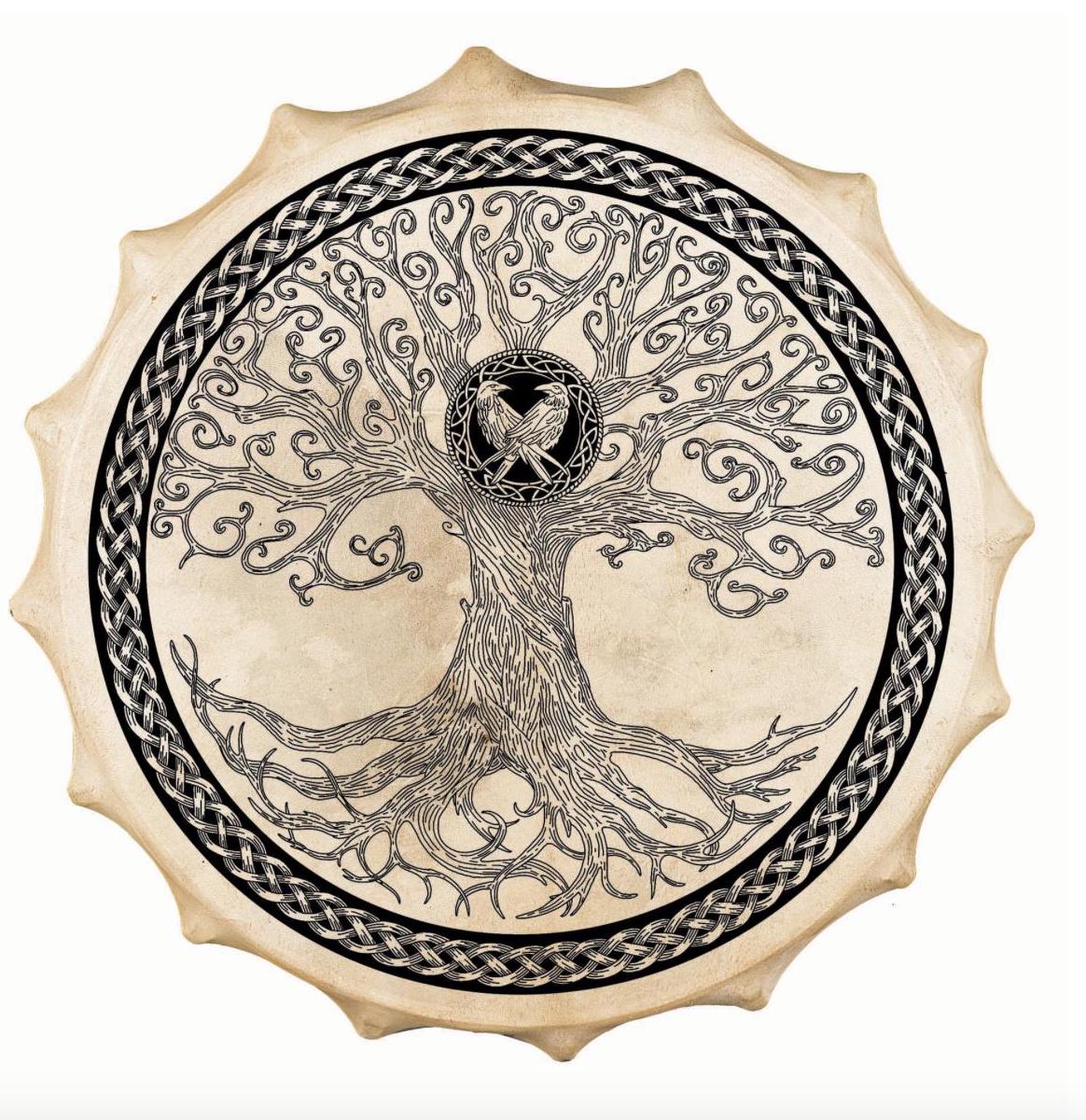 Sélection de tambours Chamanique avec motifs, modèles au choix de Ø 50. Très bonne qualité, parfait pour découvrir ou se perfectionner. Vendu avec maillet !