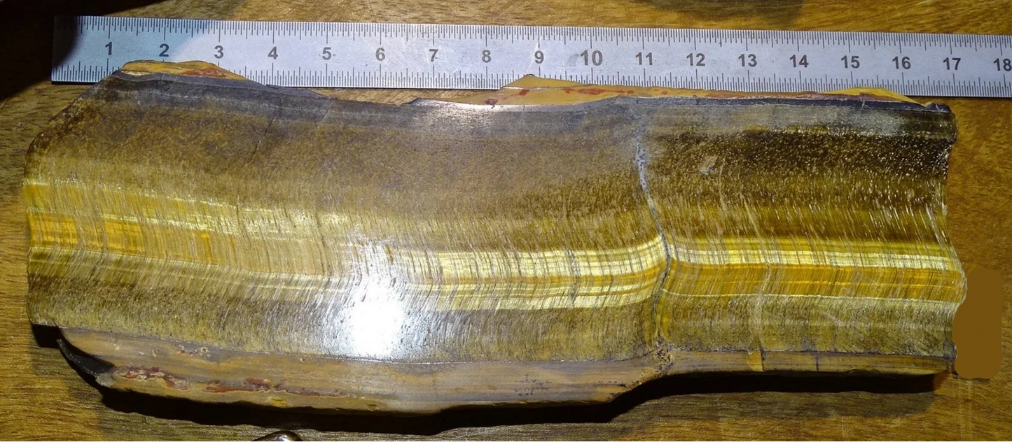 Oeil de tigre, plaque/ tranche polie de 170 x 60 x 12 mm - 124 grammes. Magnifique pièce pour exposition, lithothérapie, collection !