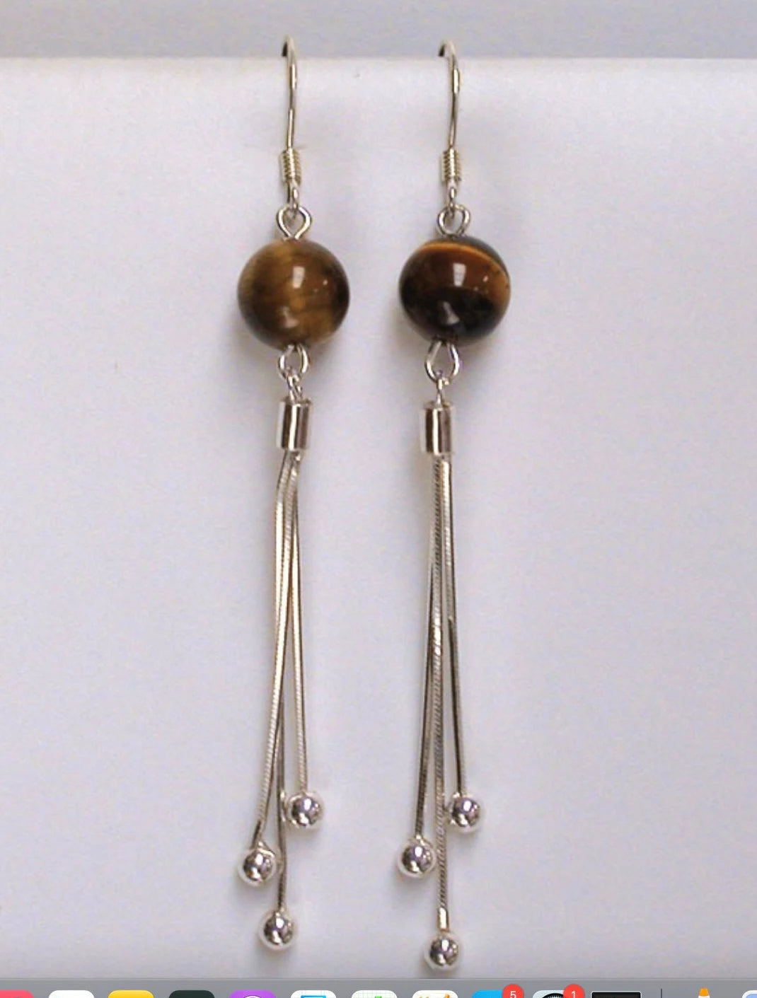 Boucles d'oreilles Argent, en améthyste, citrine, lapis lazuli ou oeil de tigre, perle de 8mm avec fantaisies, qualité AA à AAA !