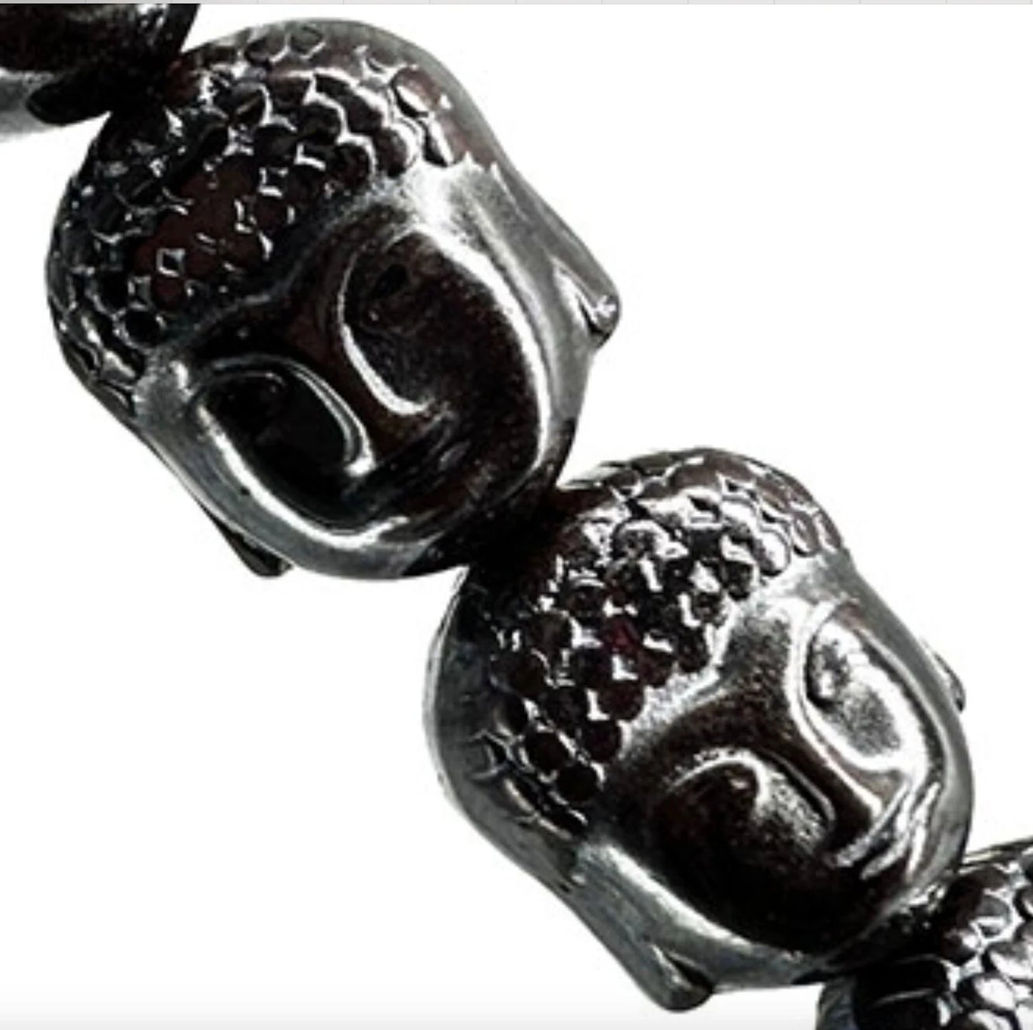 String of 'Buddha head' beads in hematite stone, for creating bracelets, necklaces, Mala... 40 centimeters x 8 millimeters... Very good quality, perfect for adapting your favorite creations!