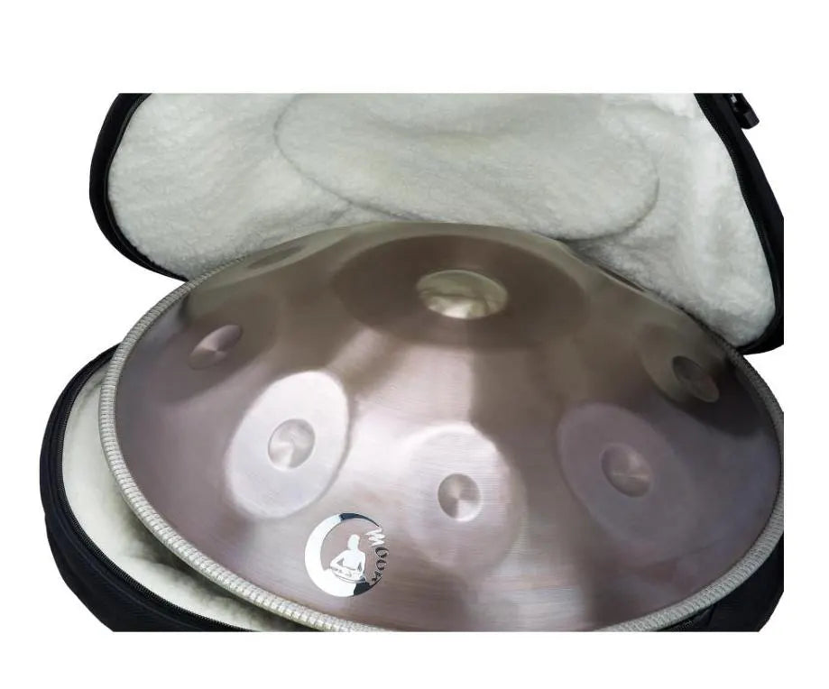 Handpan Moon II, 9 notes, 57 cm, 4,7 kg, sons profonds et longs, léger et transportable, livré avec housse à bretelle !