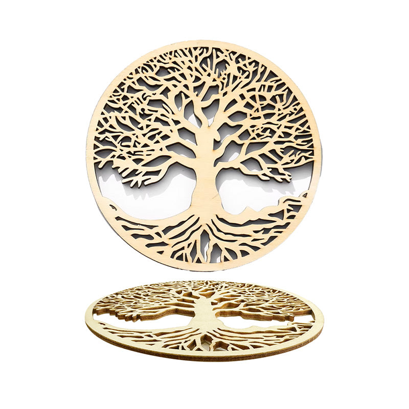 Plaque bois, 10 cm, au choix : Fleur ou Arbre de Vie. Recharge énergétique et décoration spirituelle !