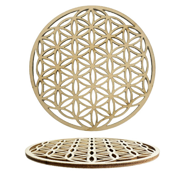 Plaque bois, 10 cm, au choix : Fleur ou Arbre de Vie. Recharge énergétique et décoration spirituelle !