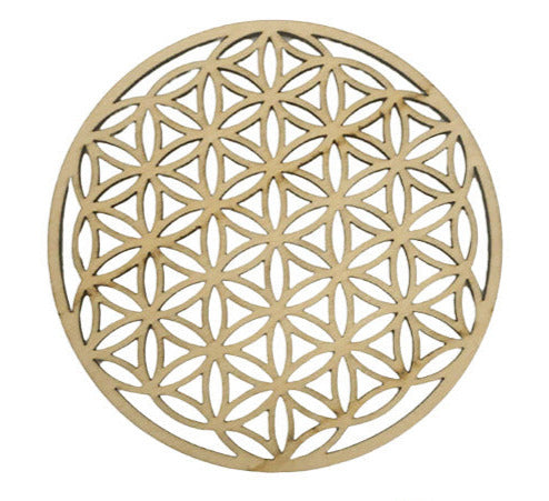 Plaque bois, 10 cm, au choix : Fleur ou Arbre de Vie. Recharge énergétique et décoration spirituelle !