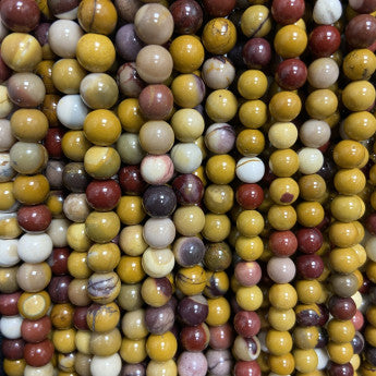 Jaspe Mokaïte, perles rondes de 6 ou 8 mm. Vendu en fil de perle 38/39 cm, en bracelet de 17 à 21cm, en collier de 45 ou sautoir de 60cm. Qualité AA à AAA !