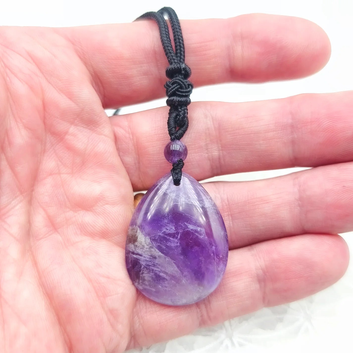 Pendentifs au choix à l'unité en forme de goutte + une perle sur cordon fantaisie – Qualité AA à AAA – ± 20 x 15 mm