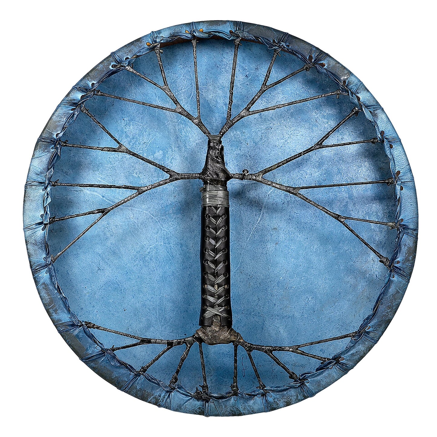 Tambour Chamanique Bleu en Peau de Chèvre – Ø 50 cm – Avec Maillet
