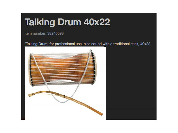 Talking drum/ Tama ou 'tambour parlant', 2 modèles au choix d'Afrique. Vendu avec son pilon. 40x23x23 cm - 2,5 kg, parfait !