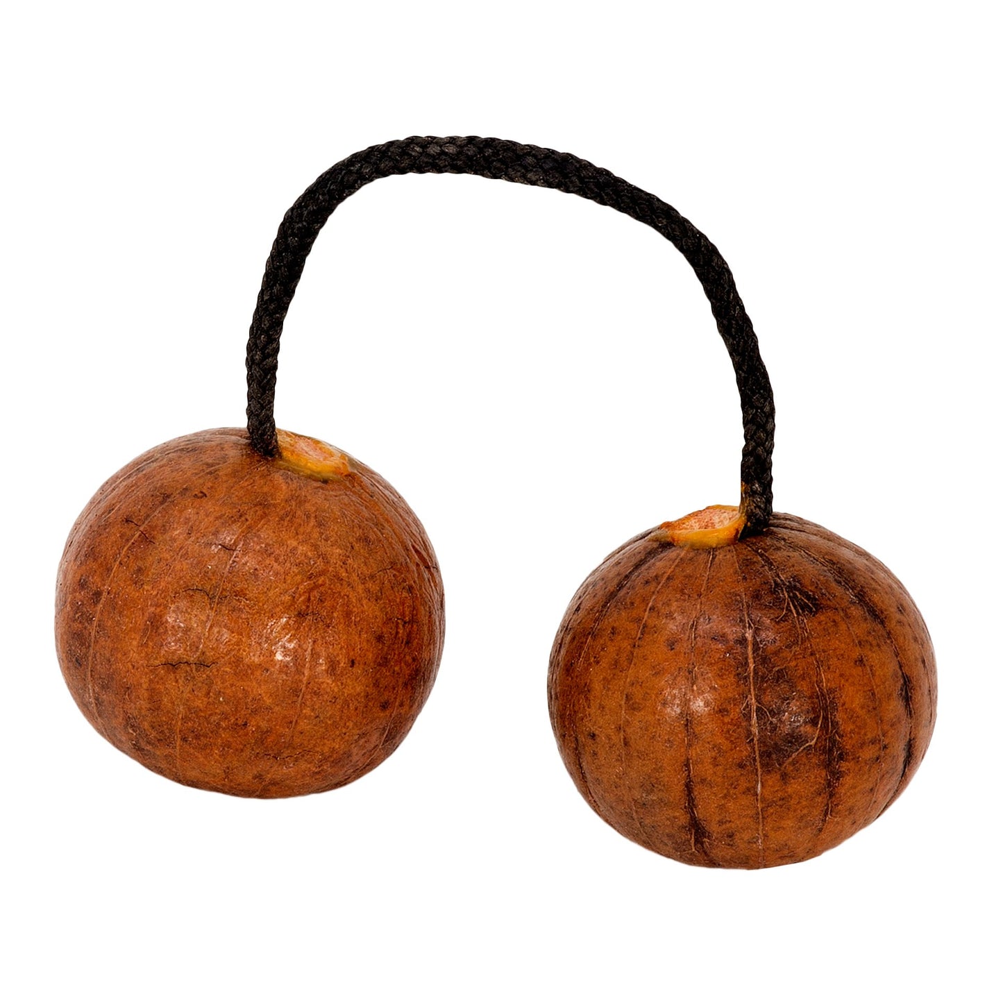 Thélevi / Asratoa – Hochet africain en bois, 2 boules reliées par ficelle 12-13 cm, idéal pour rythme et accompagnement musical !