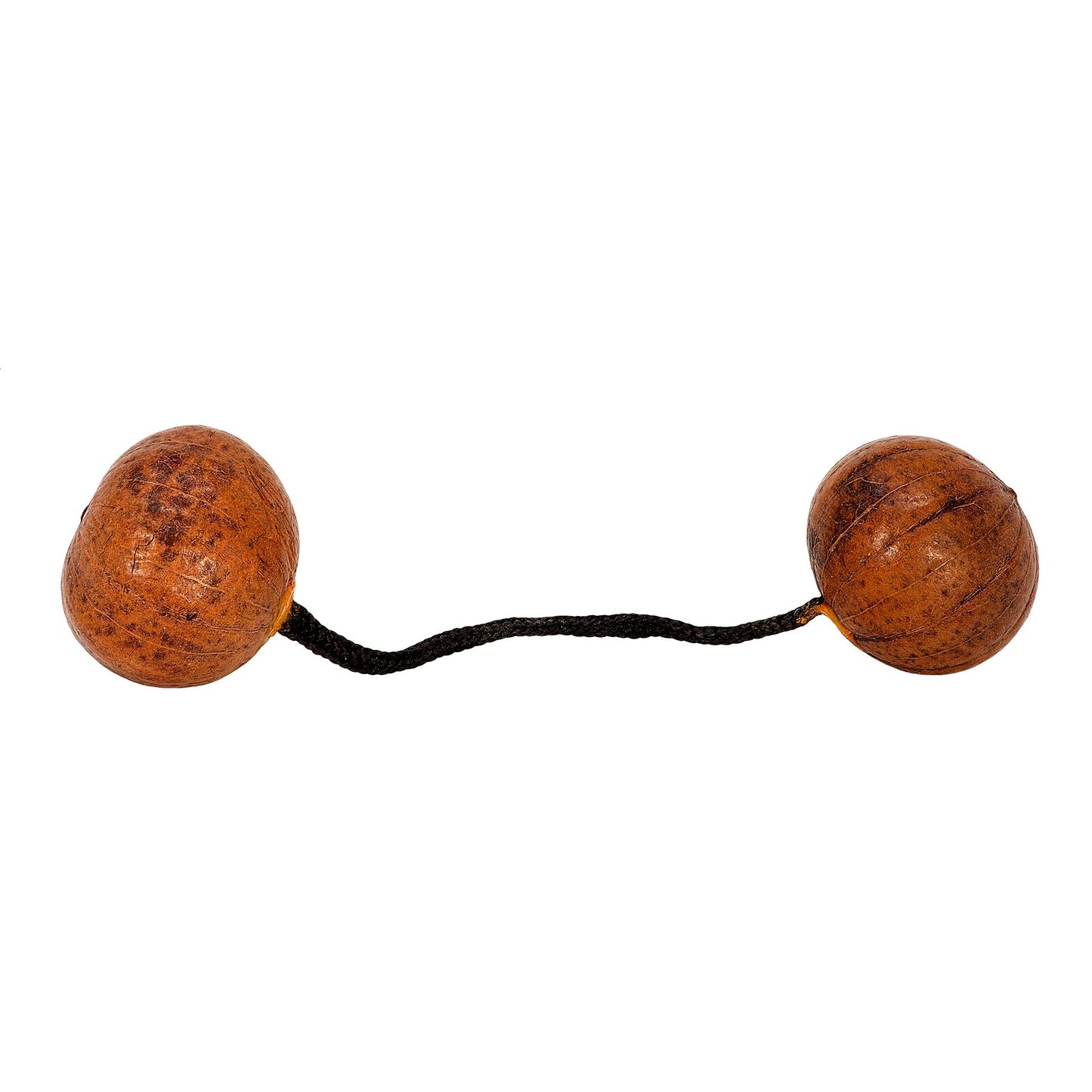 Thélevi / Asratoa – Hochet africain en bois, 2 boules reliées par ficelle 12-13 cm, idéal pour rythme et accompagnement musical !
