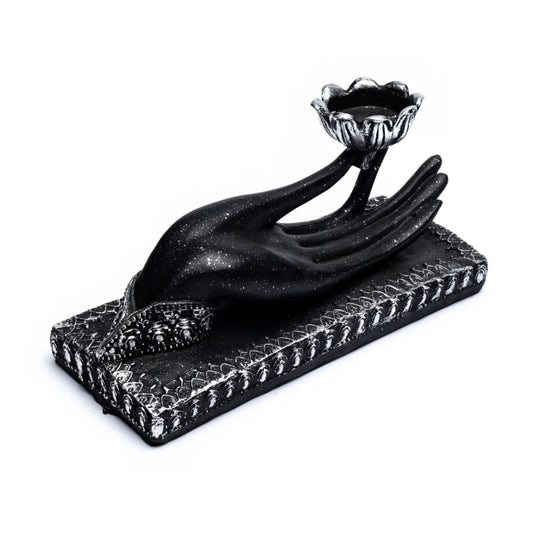 Bougeoir 'Main de Mudra', tenant une bougie. 21 x 8 x 10 cm/ 676 gr. - Superbe pièce !