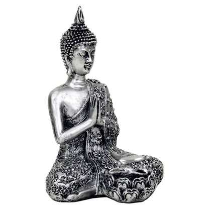 Bouddha/ bougeoir, taille de 20,5 cm - 326 grammes. Convient aux bougies chauffe-plat. Fait en polyrésine !