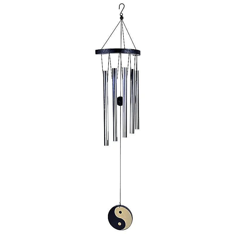 Carillon à vent à 5 tubes au motif Ying yang ! 35 centimètres de longueur -234 grammes. Simple, élégant et efficasse !