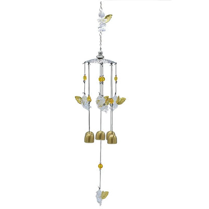 Carillon à vent a cinq cloches avec des anges transparents aux ailes dorées - 65 cm - 143 gr.