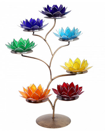 Supports en métal (32x42 cm) – Finitions vert ou or – Option 7 bougeoirs chakras, ensemble raffiné et complet !