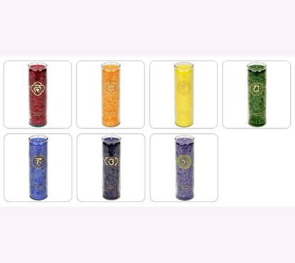 Bougies d'une durée de 100 Heures à la stéarine, 21 cm x 6,5. Couleurs au choix : Blanche, noire ou 7 chakras. Vendu à l'unité ou par 7. Trés bonne qualité, parfait !