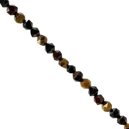 Perles 'Icosaèdres' de 6 mm en 'mix' avec oeil de tigre, oeil de faucon, oeil de taureau. Vente en : fil de perles 38/39 cm, en bracelet de 17 à 21cm, en collier de 45 ou sautoir de 60cm. Qualité AA à AAA !