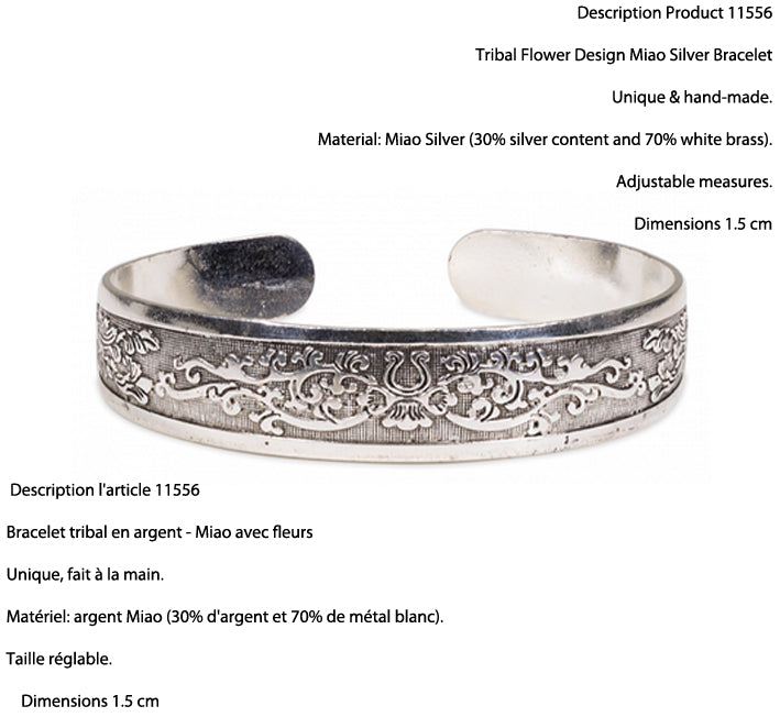 Bracelet manchette en laiton argenté, gravé d’un Mantra bouddhiste ou de motifs fantaisie – Élégant et spirituel !