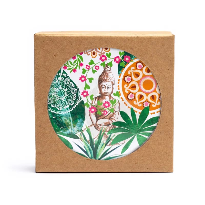 Sélection de dessous de verres, ensemble de 6 pièces avec de superbes motifs : Bouddha, éléphant, fleur de vie, mandala... 9 modèles aux choix, parfait !