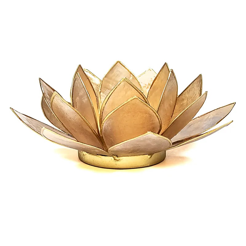 Bougeoirs “Lotus” en coquillage Capiz – 13,5x5,5 ou 15x10,5 cm – Couleurs sublimes et reflets incroyables !