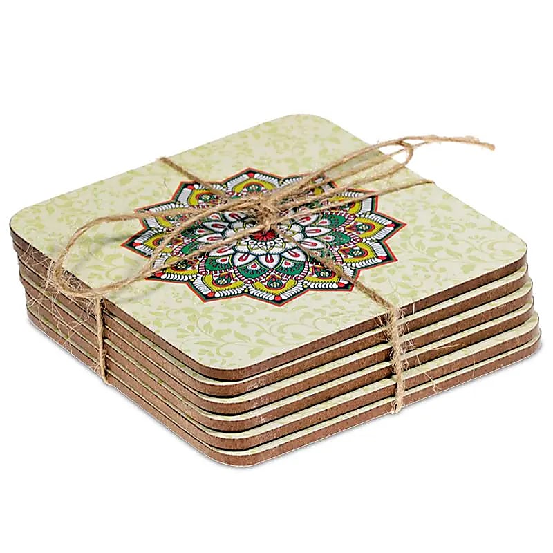 Sélection de dessous de verres, ensemble de 6 pièces avec de superbes motifs : Bouddha, éléphant, fleur de vie, mandala... 9 modèles aux choix, parfait !