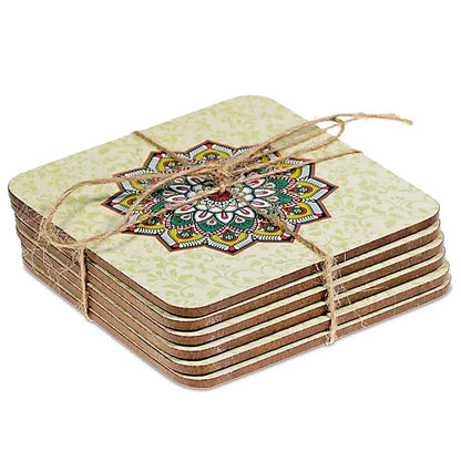 Sélection de dessous de verres, ensemble de 6 pièces avec de superbes motifs : Bouddha, éléphant, fleur de vie, mandala... 9 modèles aux choix, parfait !