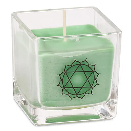 Bougies '7 chakras' en pot, en cire de colza, 25 H. de combustion - 6x6x6 cm - 88 grammes par pot !