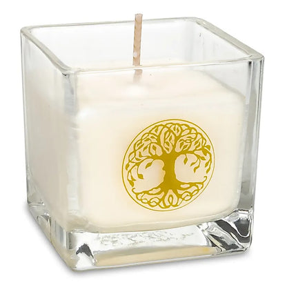 Bougie parfumée, cire de colza écologique 100% végétale (verre recyclé) avec de jolis motifs. 6x6 cm - 88 grammes - 25 heures de combustion. Fabriqué à la main en Belgique, avec des huiles parfumées sans paraben.