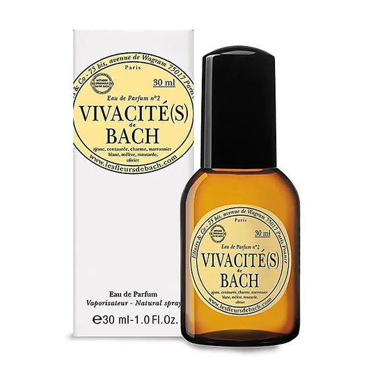 Eau de parfum de chez Bach : 'Vivacité' aux essences de fleurs de Bach biologiques - Transformer vos sentiments intérieurs en énergie positive et en vitalité.