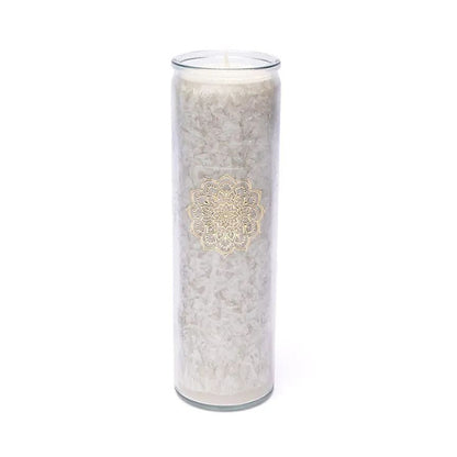 Bougie avec motif Mandala - Équitable Non Parfumée en Cire de Palme Durable – Verre recyclé - 21 cm