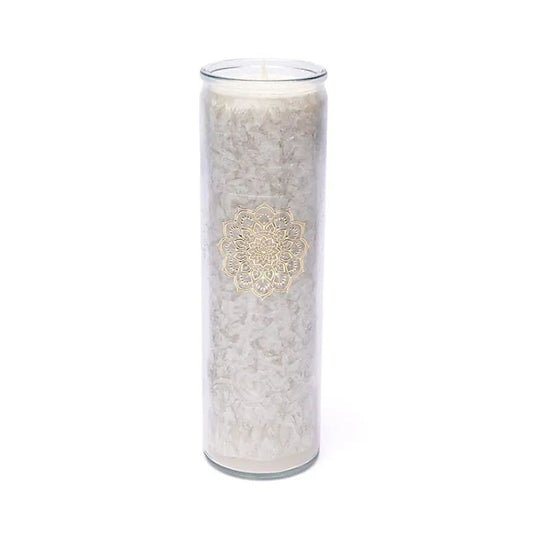 Bougie avec motif Mandala - Équitable Non Parfumée en Cire de Palme Durable – Verre recyclé - 21 cm