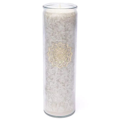 Bougie avec motif Mandala - Équitable Non Parfumée en Cire de Palme Durable – Verre recyclé - 21 cm
