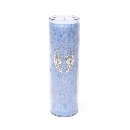 Bougie avec motif d'ailes d'ange - Équitable Non Parfumée en Cire de Palme Durable – Verre recyclé - 21 cm