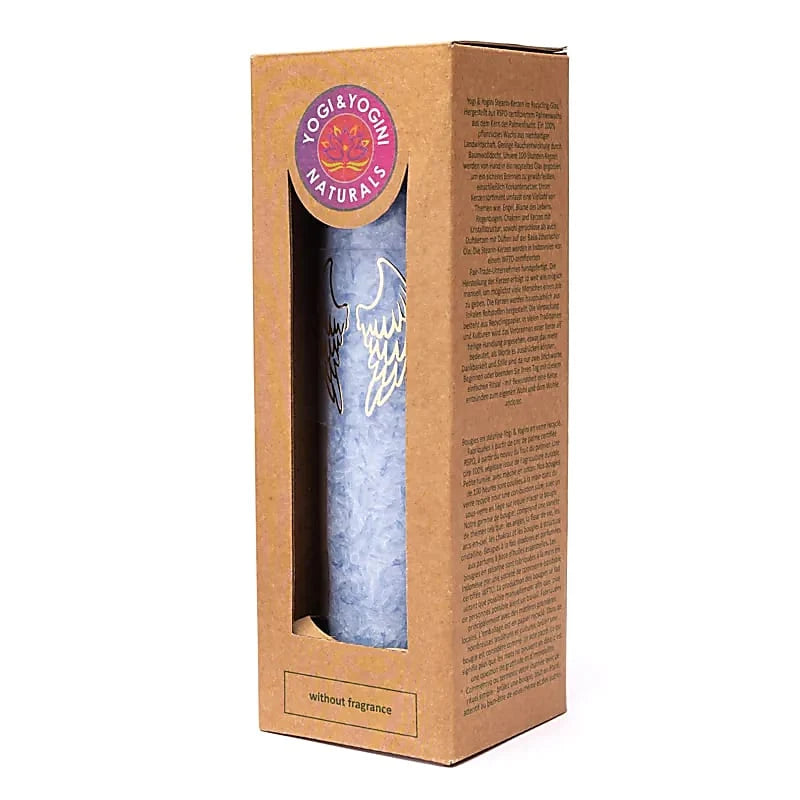 Bougie avec motif d'ailes d'ange - Équitable Non Parfumée en Cire de Palme Durable – Verre recyclé - 21 cm