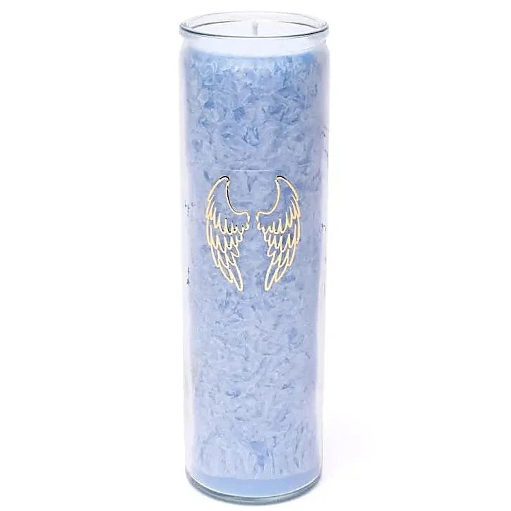 Bougie avec motif d'ailes d'ange - Équitable Non Parfumée en Cire de Palme Durable – Verre recyclé - 21 cm