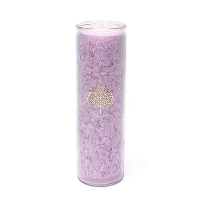 Bougie avec motif de la feuille de Bodhi - Équitable Non Parfumée en Cire de Palme Durable – Verre recyclé - 21 cm
