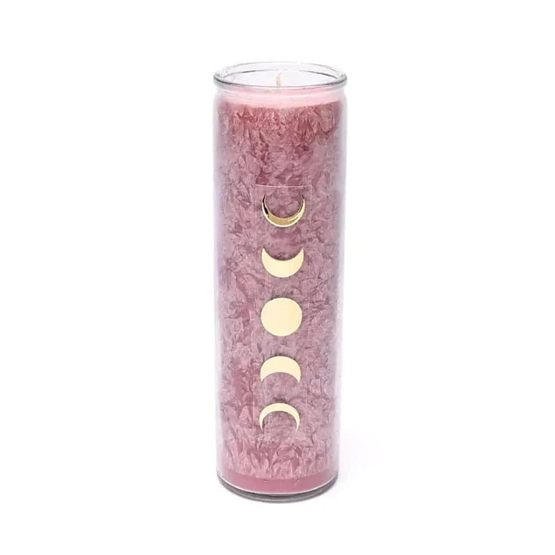 Bougie avec motif Triple Lune - Équitable Non Parfumée en Cire de Palme Durable – Verre recyclé - 21 cm