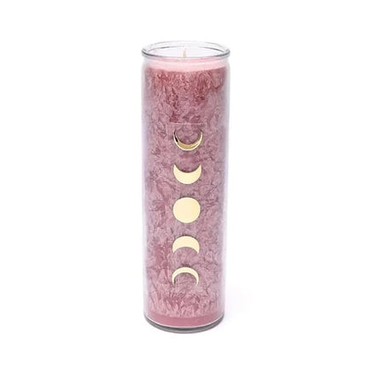 Bougie avec motif Triple Lune - Équitable Non Parfumée en Cire de Palme Durable – Verre recyclé - 21 cm