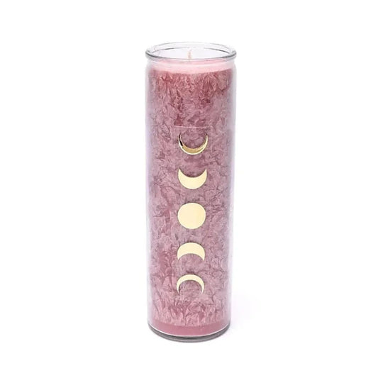Bougie avec motif Triple Lune - Équitable Non Parfumée en Cire de Palme Durable – Verre recyclé - 21 cm