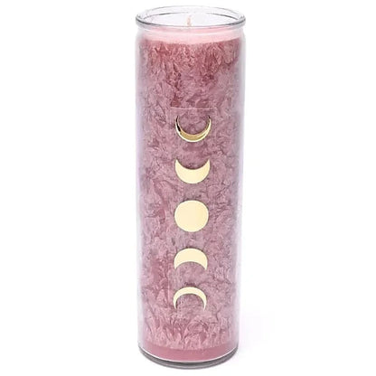 Bougie avec motif Triple Lune - Équitable Non Parfumée en Cire de Palme Durable – Verre recyclé - 21 cm