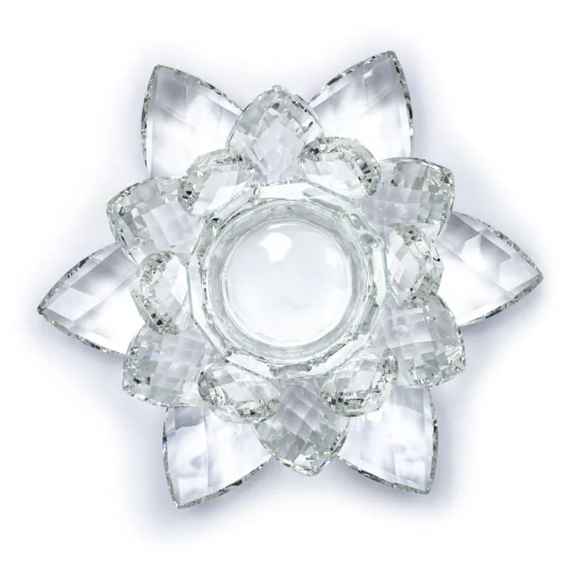 Bougeoir XL Lotus en verre – 20x9,5 cm. Symbole de lumière et d’éveil spirituel, pour sublimer vos moments de paix.